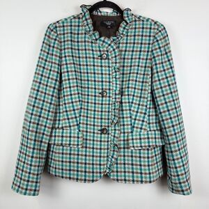 Talbots Plaid Blazer in Teal and Brown